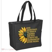 Sunflower Never Underestimate The Power Of Grandma Who Votes Tote Bag thumb 2