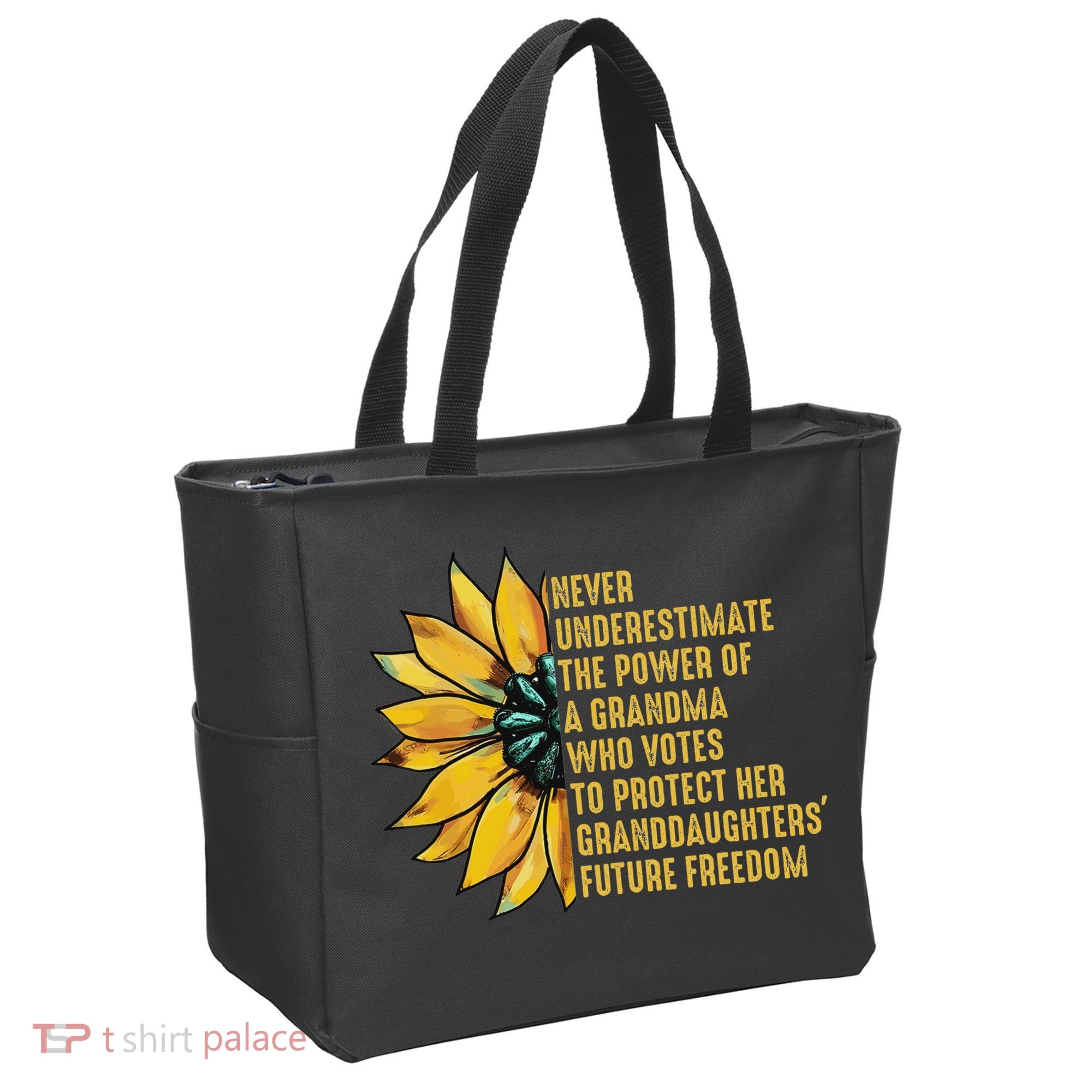 Sunflower Never Underestimate The Power Of Grandma Who Votes Tote Bag