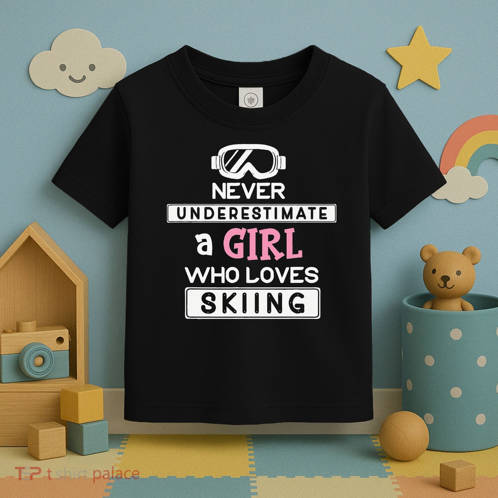 Skiing  Never Underestimate A Ski  Toddler T-Shirt