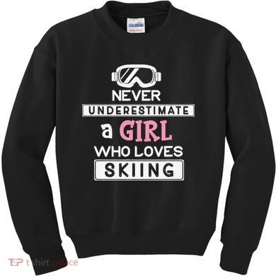 Skiing  Never Underestimate A Ski  Kids Sweatshirt