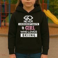 Skiing  Never Underestimate A Ski  Kids Hoodie thumb 3
