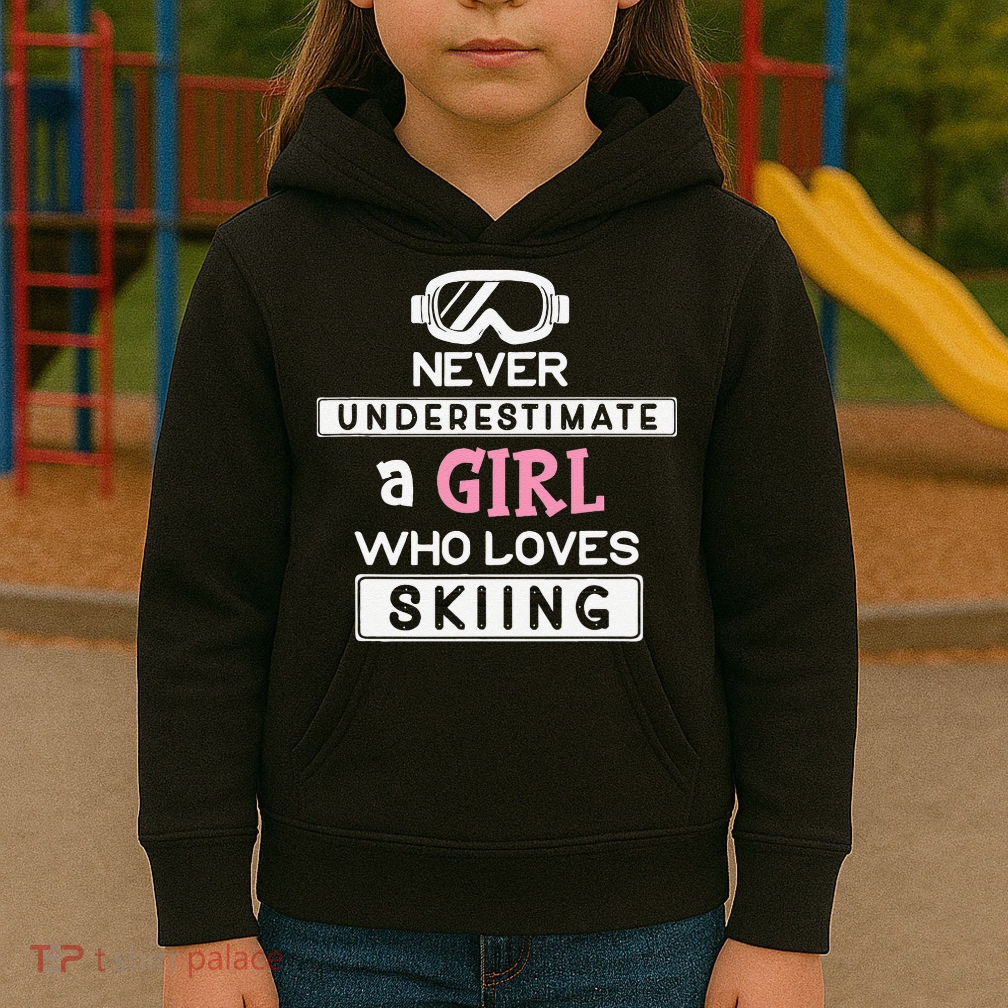 Skiing  Never Underestimate A Ski  Kids Hoodie