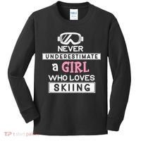 Skiing  Never Underestimate A Ski  Kids Long Sleeve Shirt thumb 0