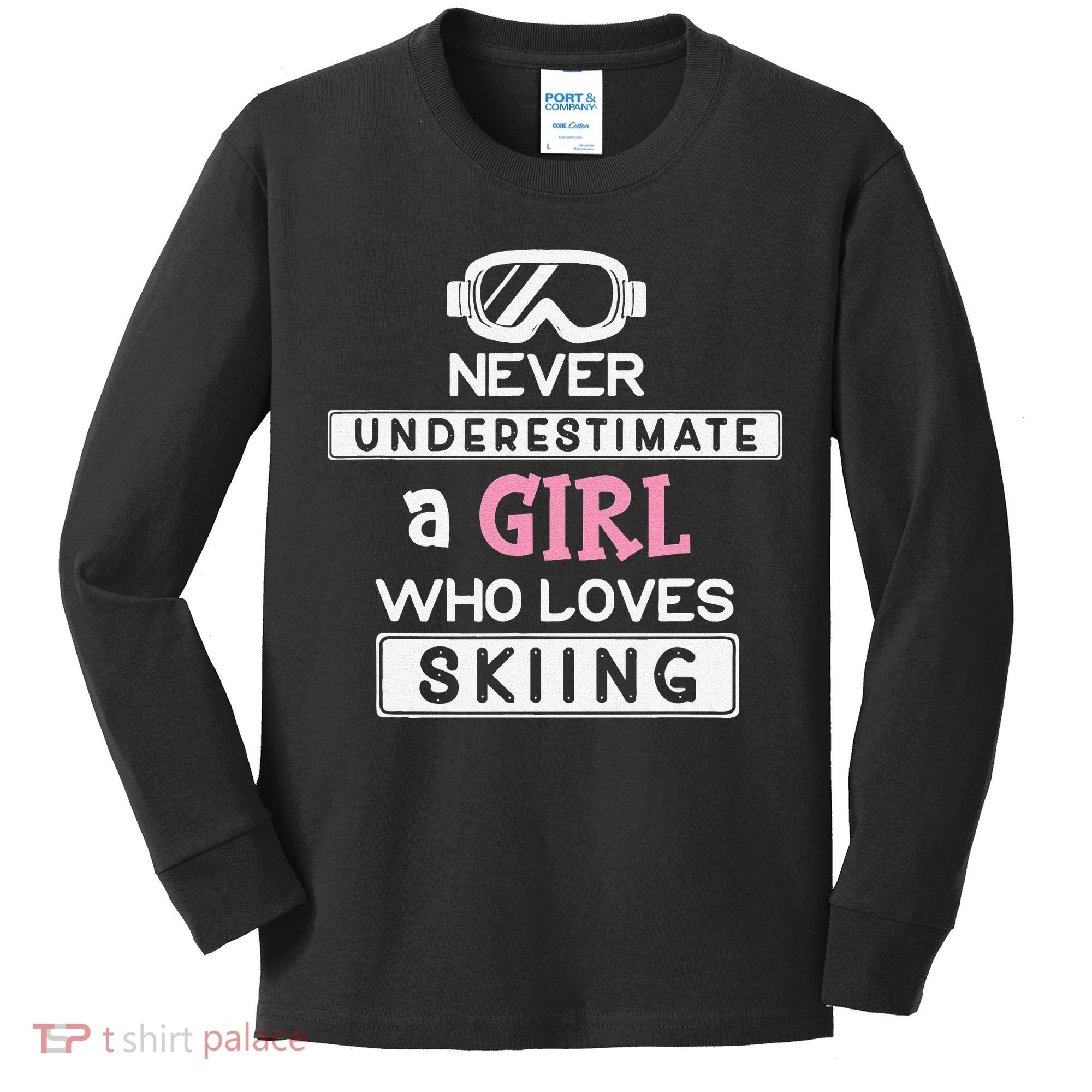 Skiing  Never Underestimate A Ski  Kids Long Sleeve Shirt
