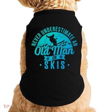 Ski Never Underestimate An Old On Skis Funny Skiing Gift Doggie Tank