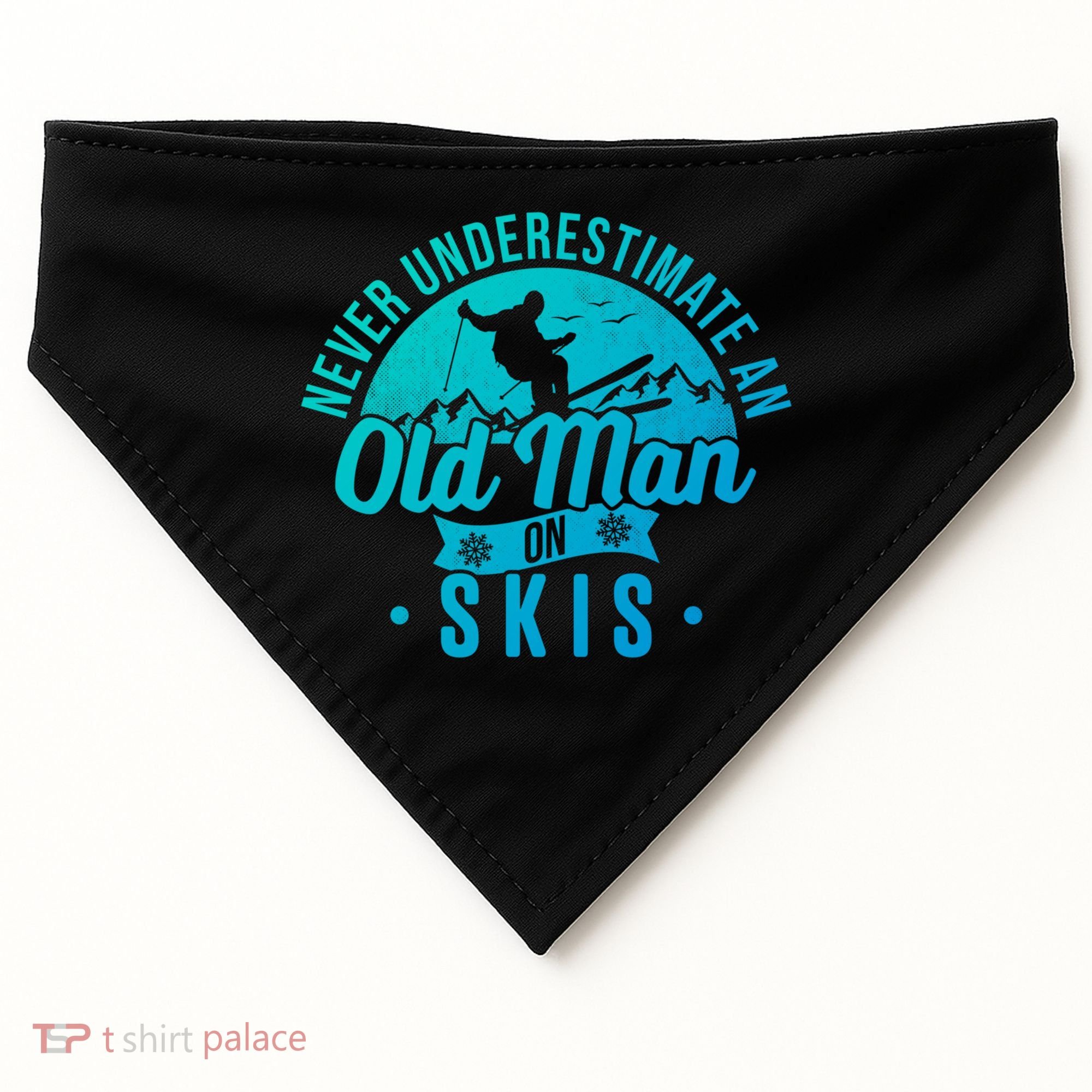 Ski Never Underestimate An Old On Skis Funny Skiing Gift USA-Made Doggie Bandana