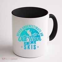 Ski Never Underestimate An Old On Skis Funny Skiing Gift Coffee Mug thumb 1