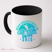 Ski Never Underestimate An Old On Skis Funny Skiing Gift Coffee Mug thumb 0