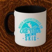 Ski Never Underestimate An Old On Skis Funny Skiing Gift Coffee Mug thumb 2