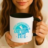 Ski Never Underestimate An Old On Skis Funny Skiing Gift Coffee Mug thumb 3