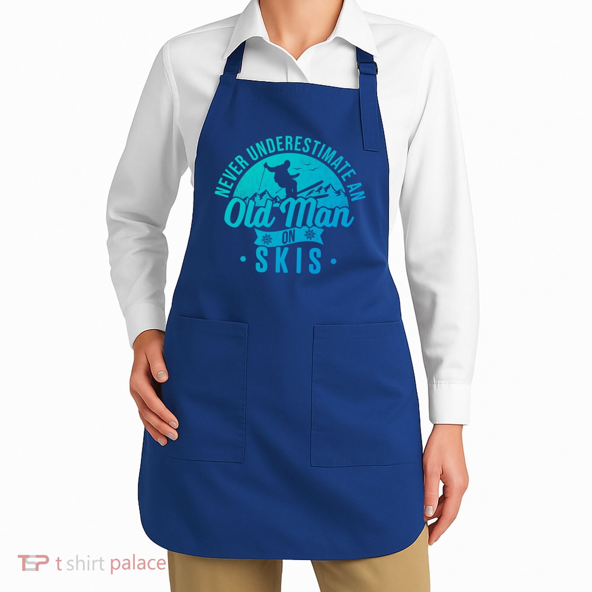 Ski Never Underestimate An Old On Skis Funny Skiing Gift Apron