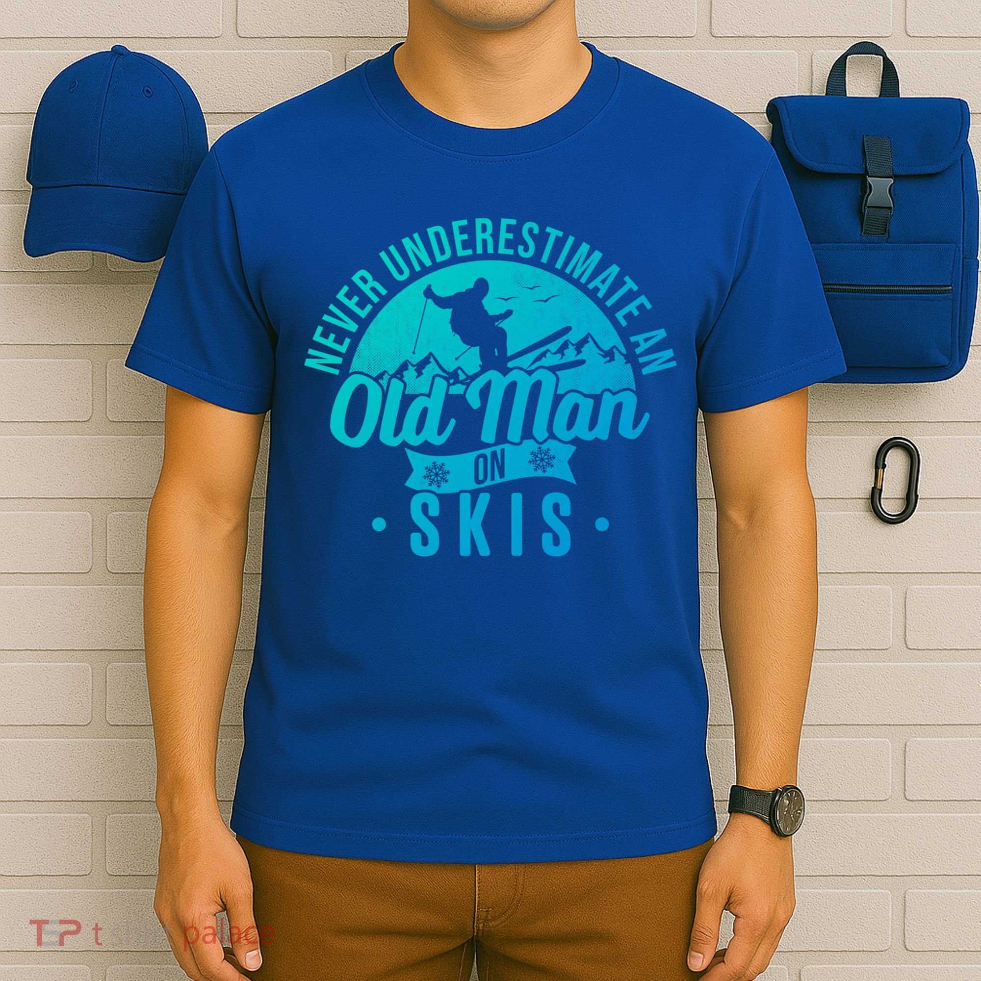 Ski Never Underestimate An Old On Skis Funny Skiing Gift T-Shirt