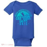 Ski Never Underestimate An Old On Skis Funny Skiing Gift Baby Bodysuit thumb 0