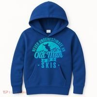 Ski Never Underestimate An Old On Skis Funny Skiing Gift Kids Hoodie thumb 0