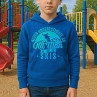 Ski Never Underestimate An Old On Skis Funny Skiing Gift Kids Hoodie thumb 2