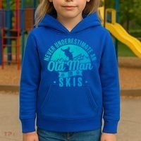Ski Never Underestimate An Old On Skis Funny Skiing Gift Kids Hoodie thumb 3
