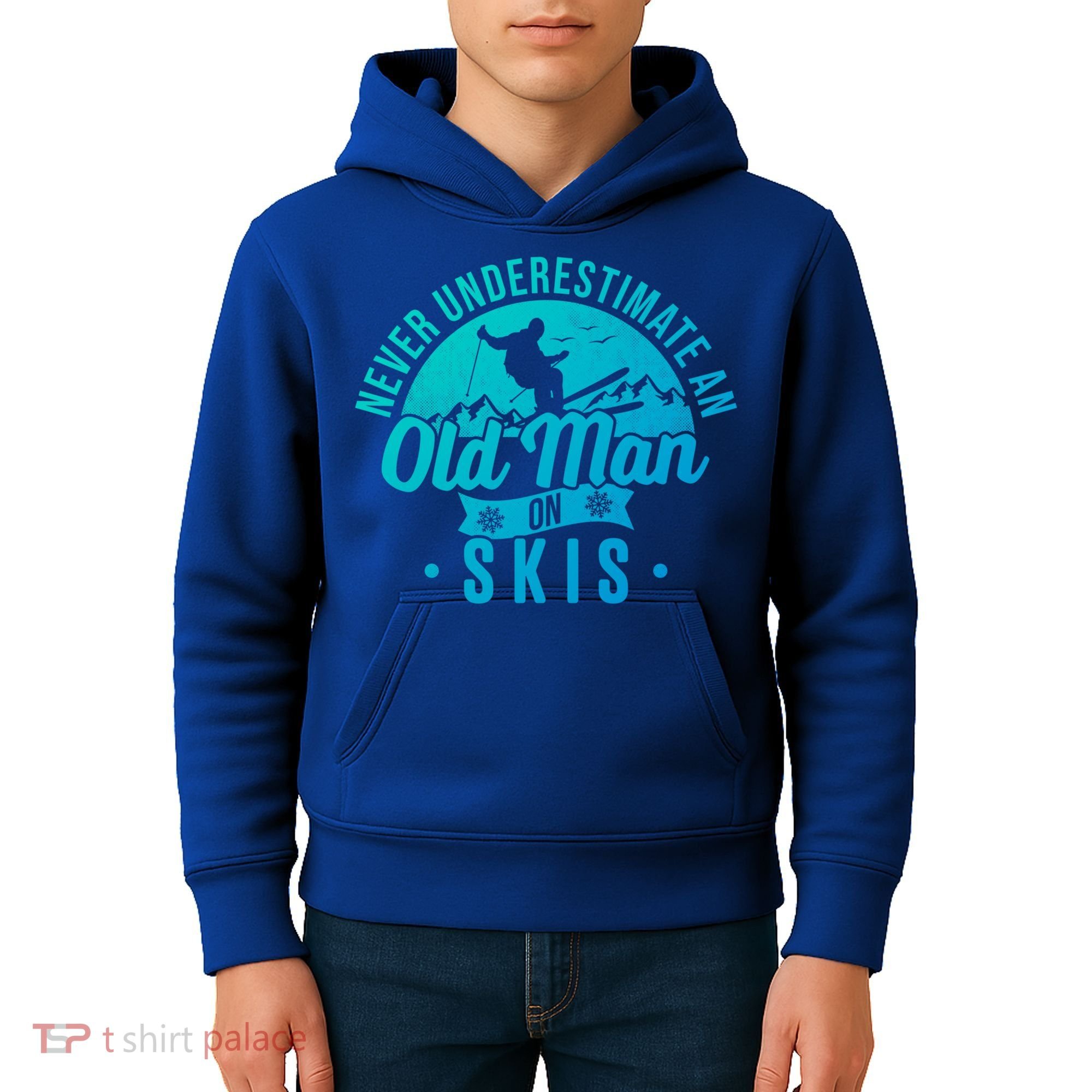 Ski Never Underestimate An Old On Skis Funny Skiing Gift Kids Hoodie