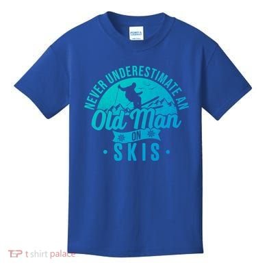 Ski Never Underestimate An Old On Skis Funny Skiing Gift Kids T-Shirt