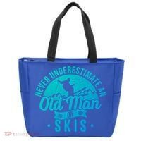 Ski Never Underestimate An Old On Skis Funny Skiing Gift Tote Bag thumb 0