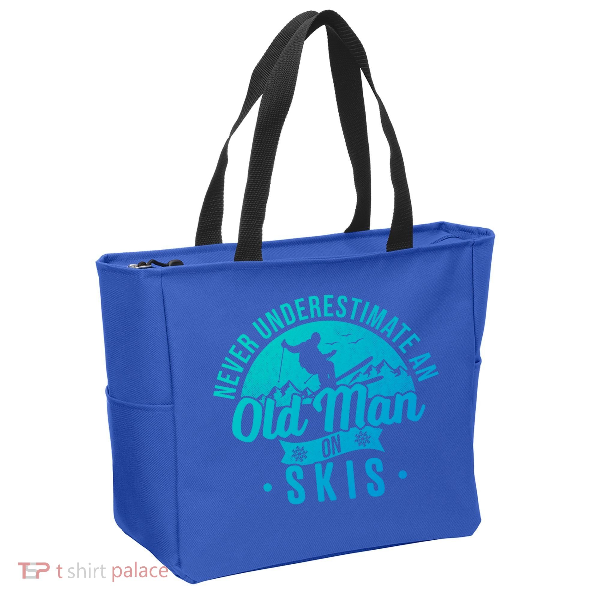 Ski Never Underestimate An Old On Skis Funny Skiing Gift Tote Bag