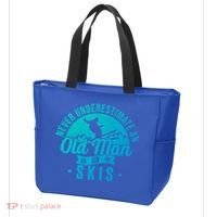Ski Never Underestimate An Old On Skis Funny Skiing Gift Tote Bag thumb 3