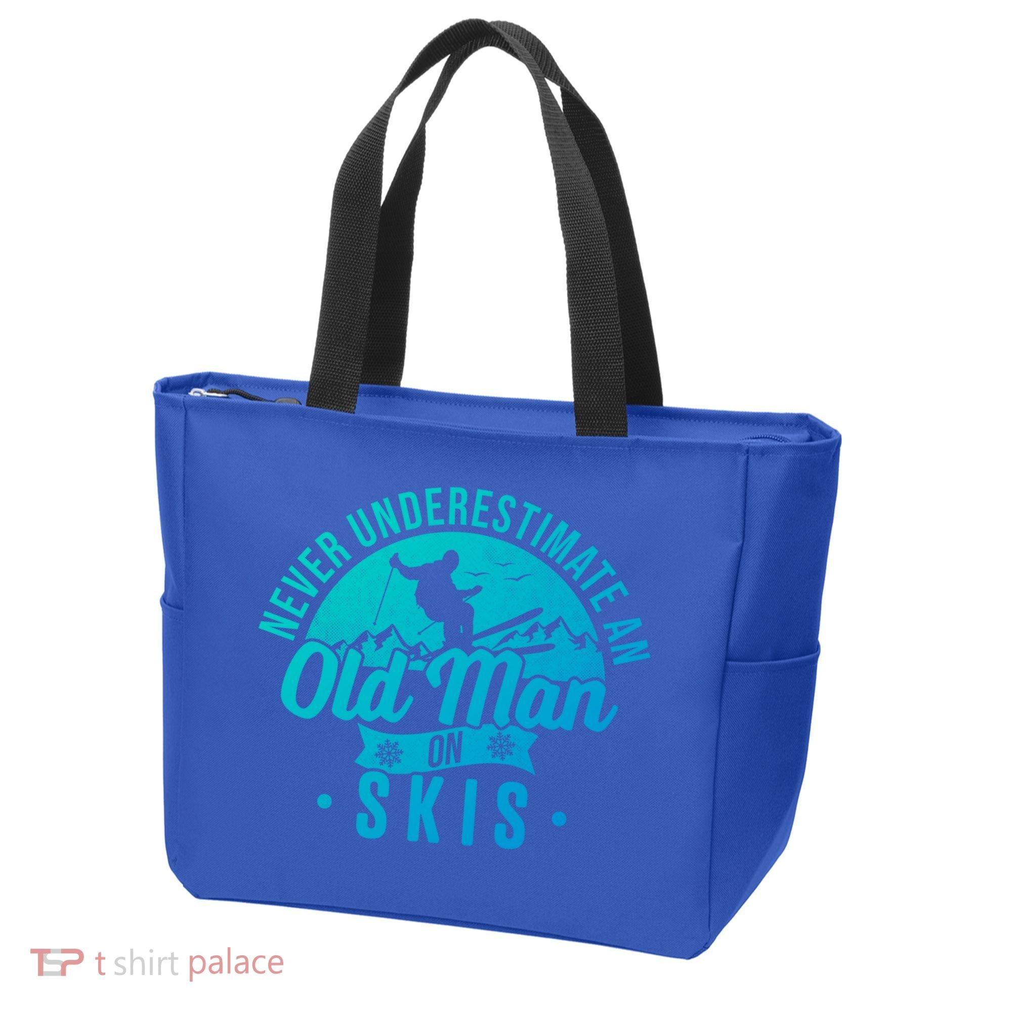 Ski Never Underestimate An Old On Skis Funny Skiing Gift Tote Bag