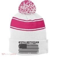 Still Not Vegan Meat Lover Not Vegan Friendly Stripe Pom Pom Beanie thumb 0