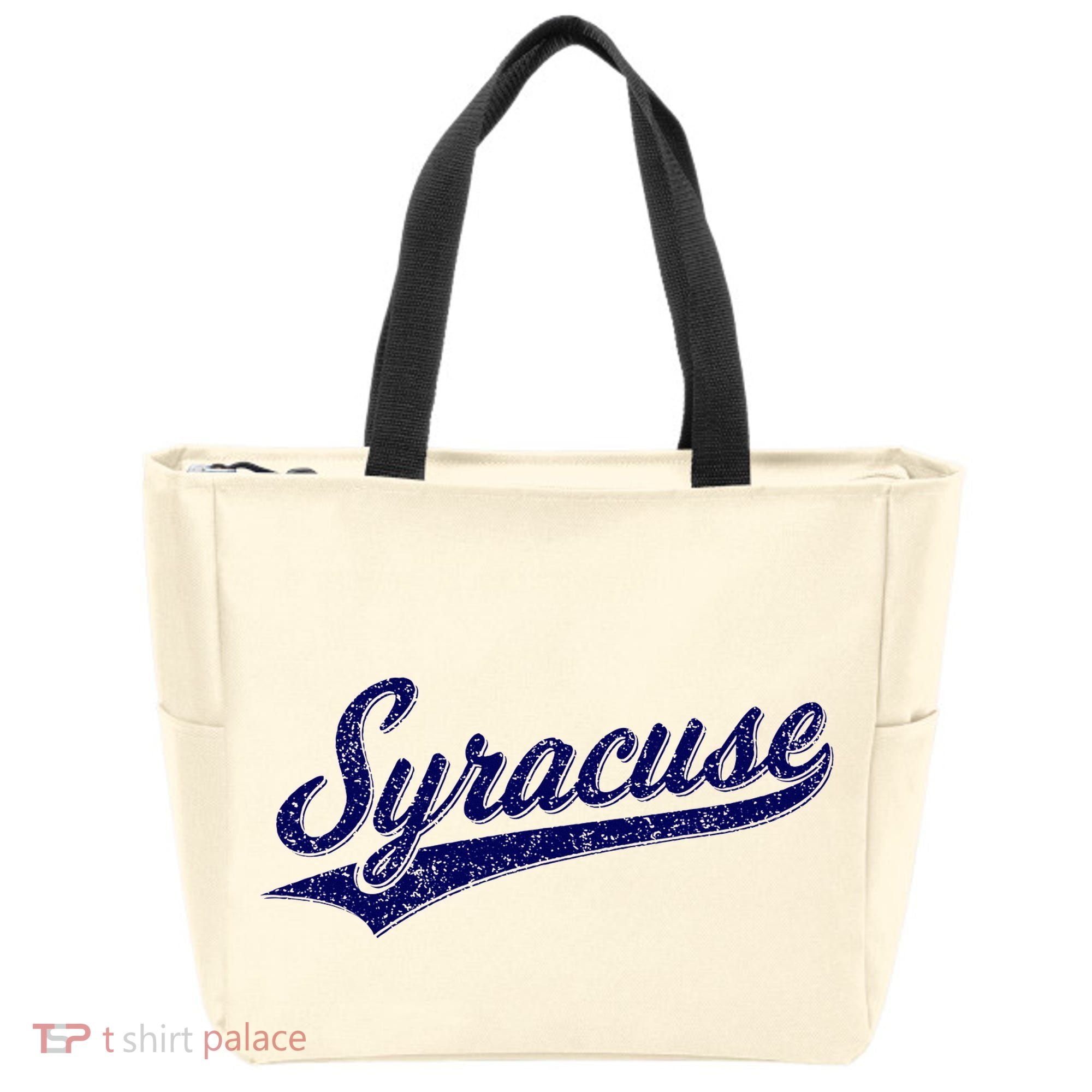 Syracuse New York Varsity Script Classic Sports Jersey Style Tote Bag