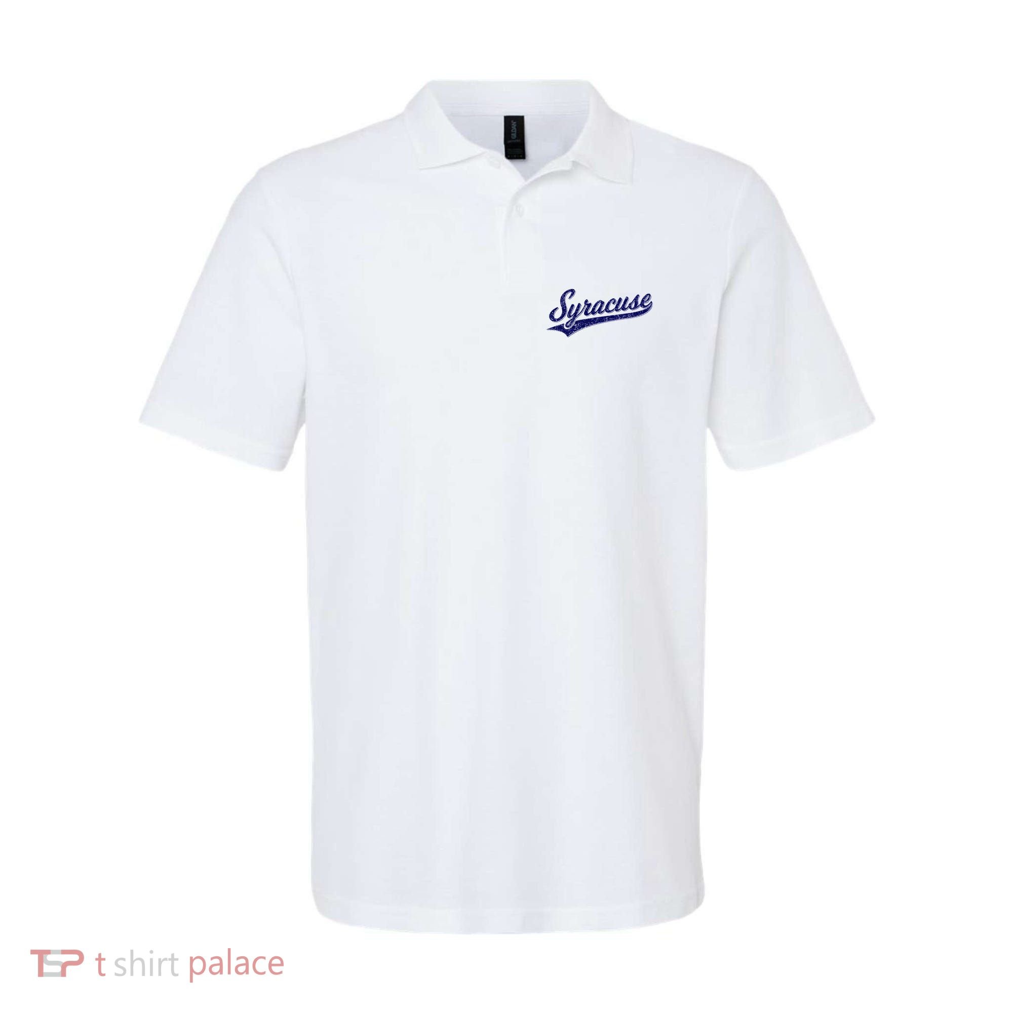 Syracuse New York Varsity Script Classic Sports Jersey Style Polo