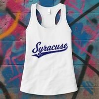Syracuse New York Varsity Script Classic Sports Jersey Style Women's Tank Top thumb 3
