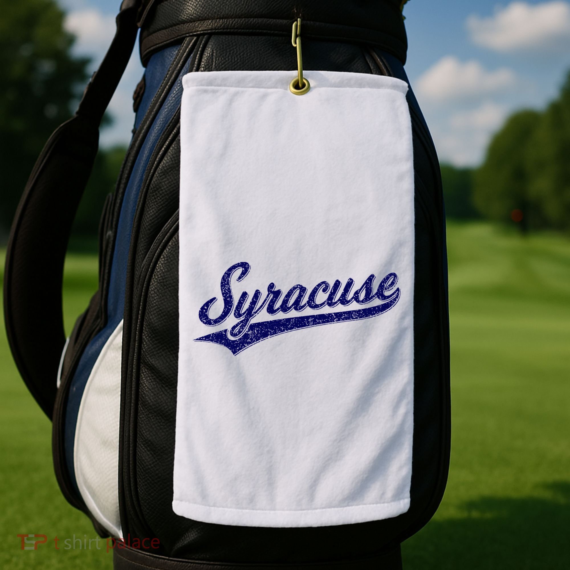 Syracuse New York Varsity Script Classic Sports Jersey Style Golf Towel