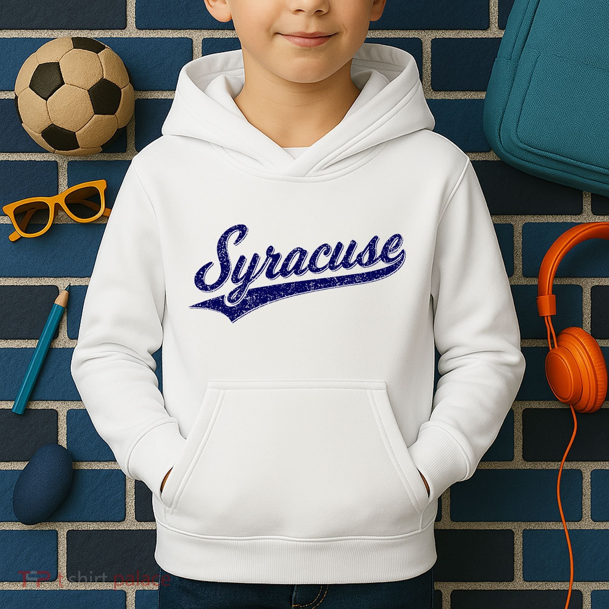 Syracuse New York Varsity Script Classic Sports Jersey Style Kids Hoodie