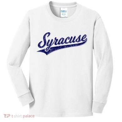 Syracuse New York Varsity Script Classic Sports Jersey Style Kids Long Sleeve Shirt