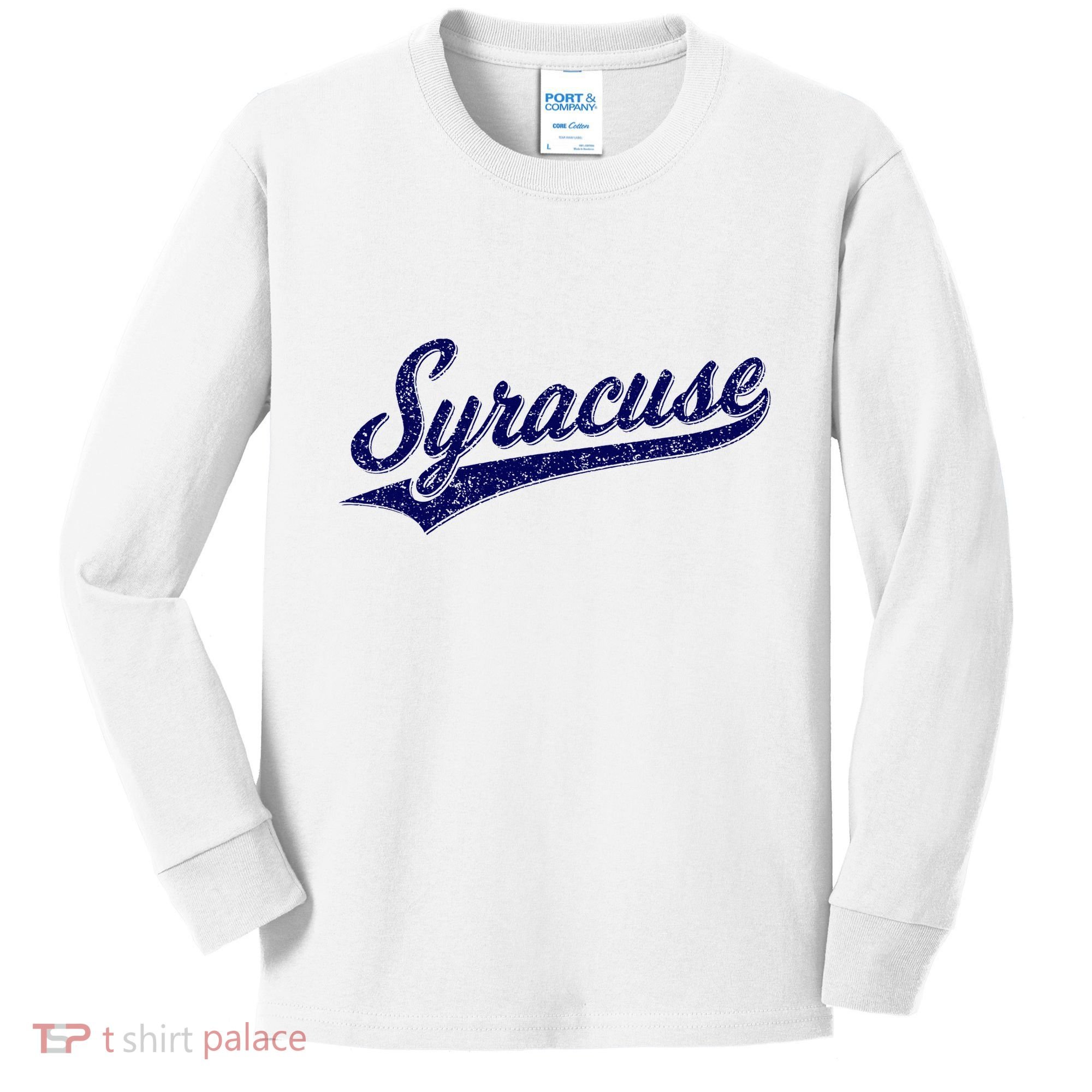 Syracuse New York Varsity Script Classic Sports Jersey Style Kids Long Sleeve Shirt