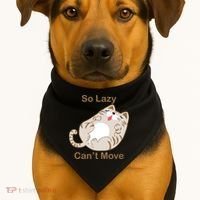 So Lazy Can't Move Funny Fat Cat USA-Made Doggie Bandana thumb 1