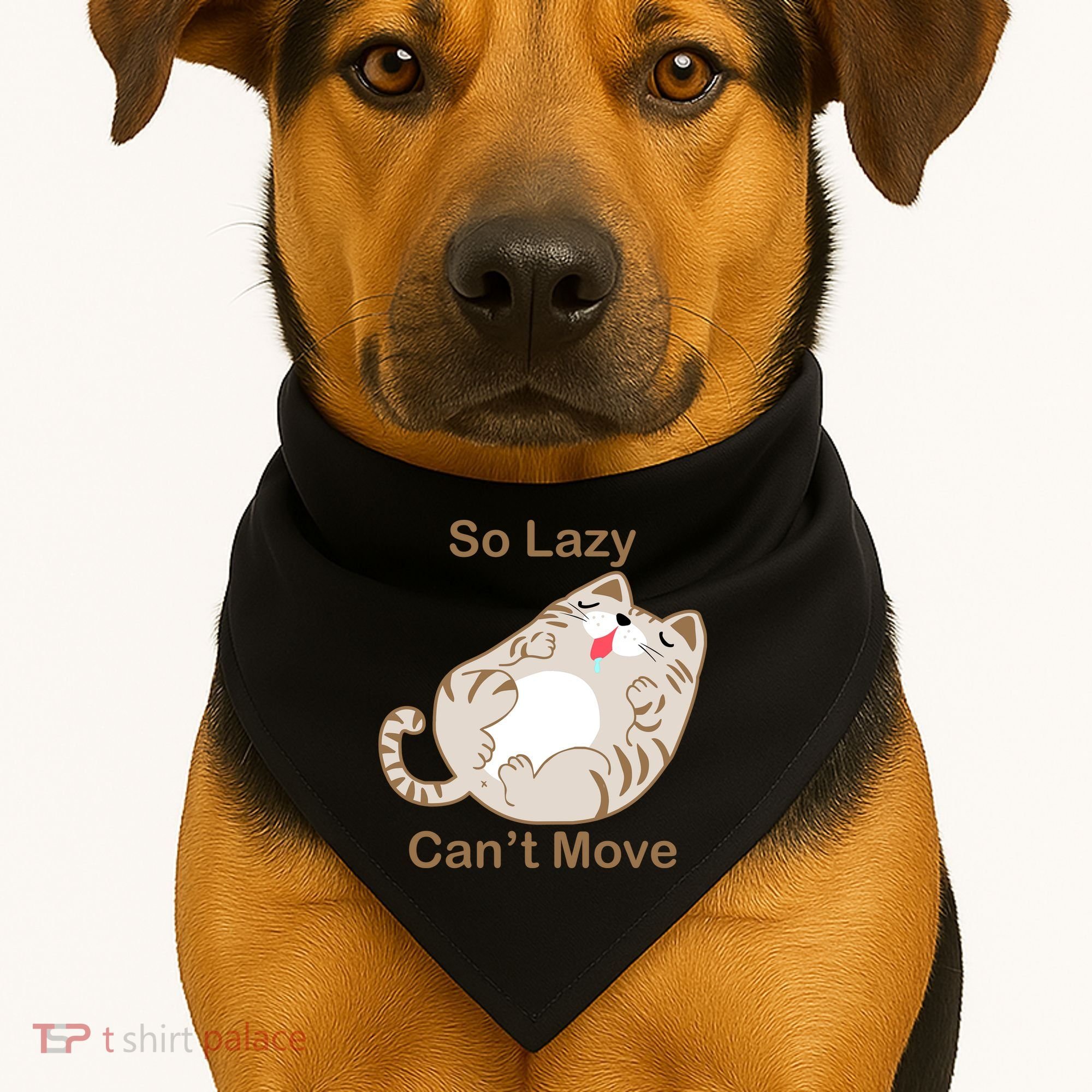 So Lazy Can't Move Funny Fat Cat USA-Made Doggie Bandana