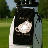 So Lazy Can't Move Funny Fat Cat Golf Towel thumb 2