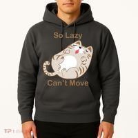 So Lazy Can't Move Funny Fat Cat Hoodie thumb 2