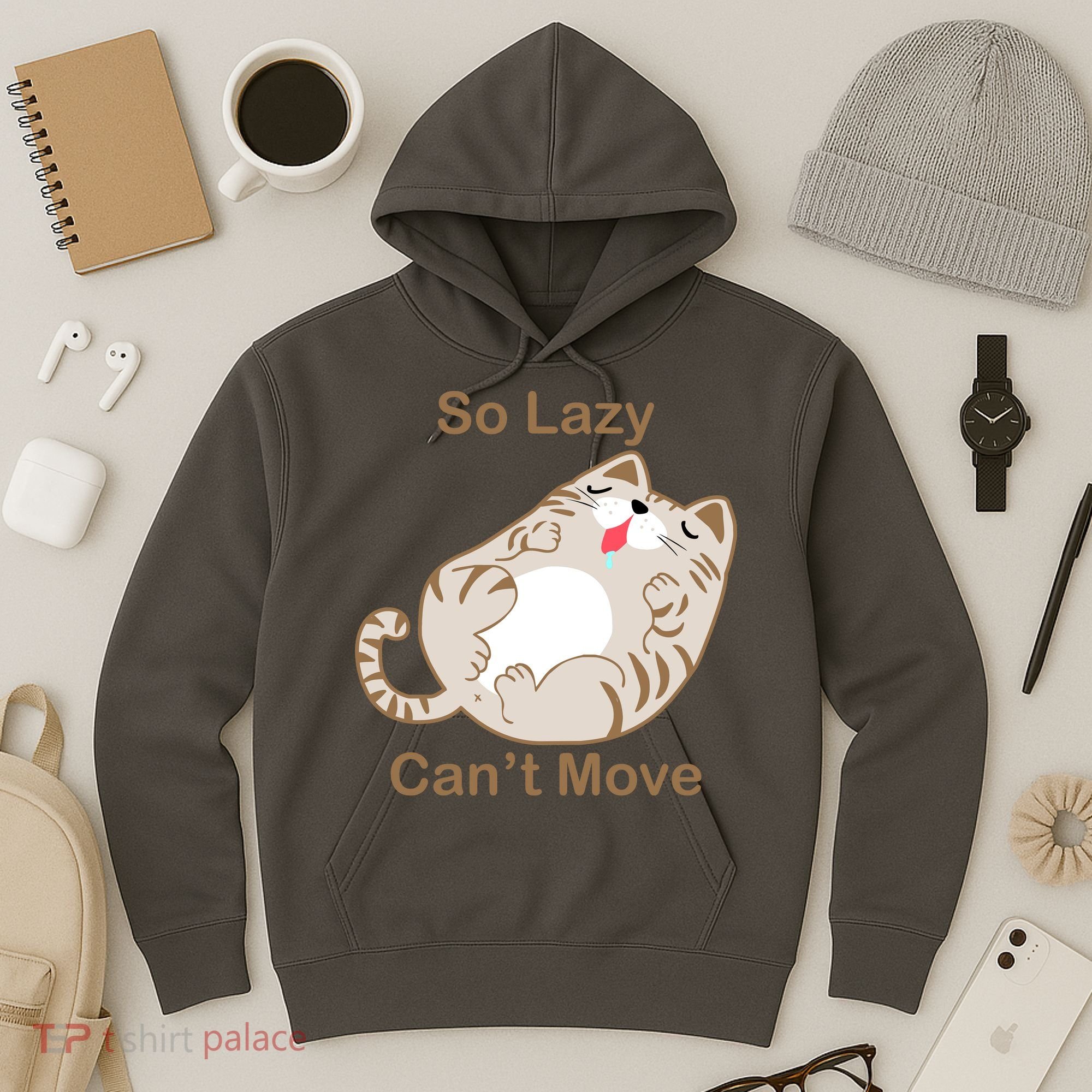 So Lazy Can't Move Funny Fat Cat Hoodie