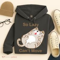 So Lazy Can't Move Funny Fat Cat Hoodie thumb 4