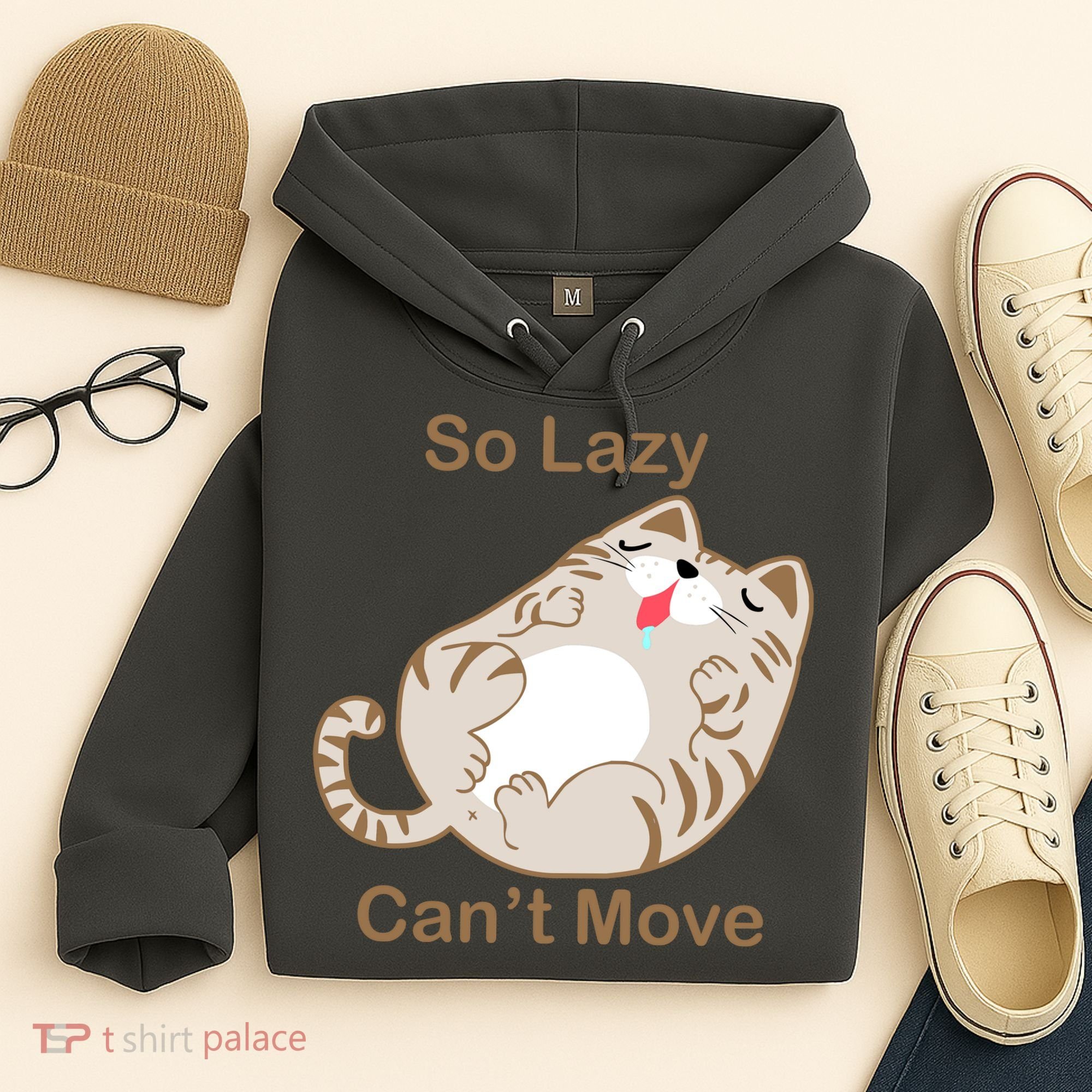 So Lazy Can't Move Funny Fat Cat Hoodie