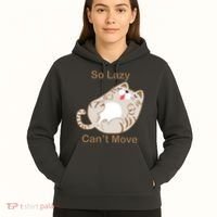 So Lazy Can't Move Funny Fat Cat Hoodie thumb 5