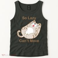 So Lazy Can't Move Funny Fat Cat Tank Top thumb 2