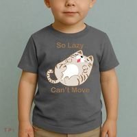 So Lazy Can't Move Funny Fat Cat Toddler T-Shirt thumb 2