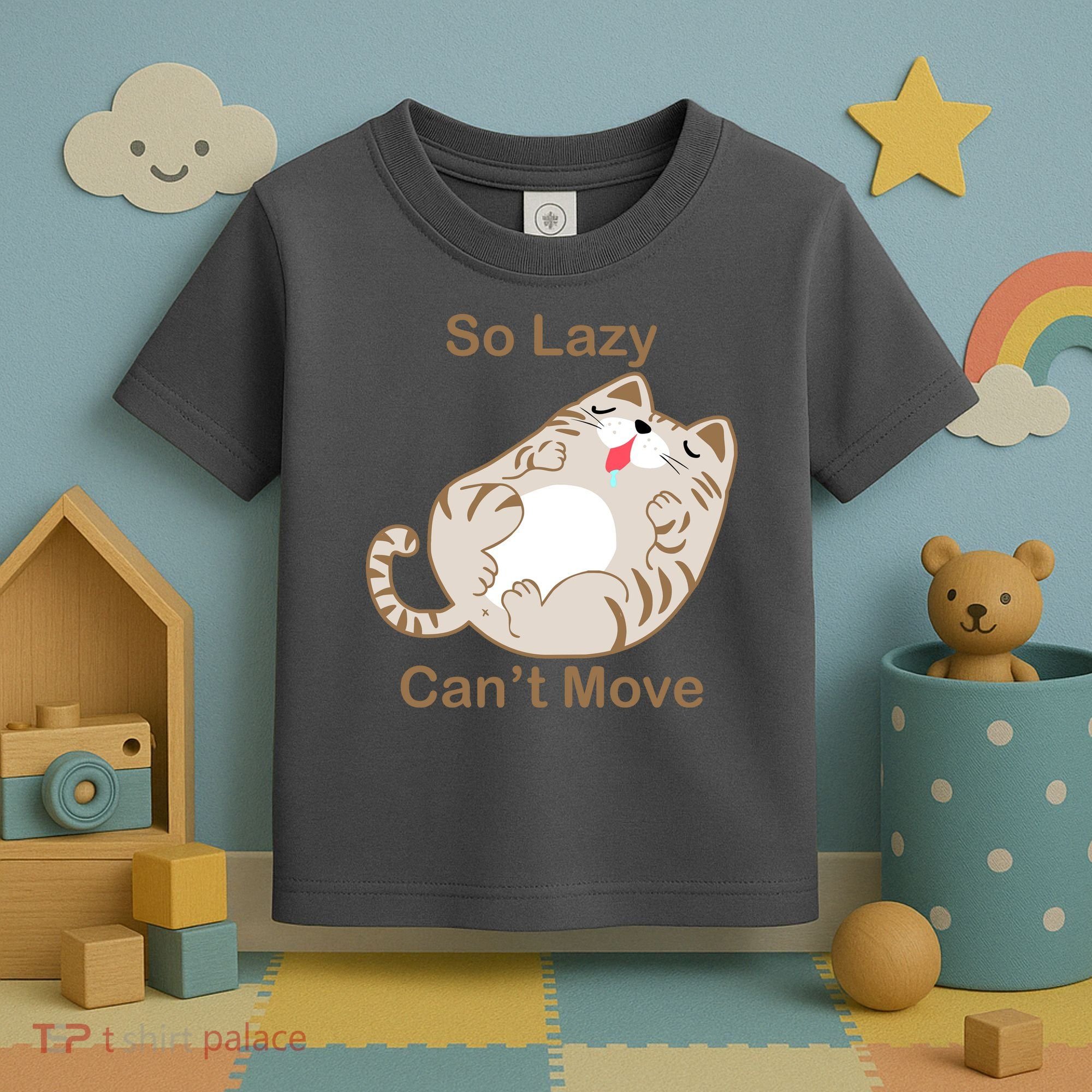 So Lazy Can't Move Funny Fat Cat Toddler T-Shirt