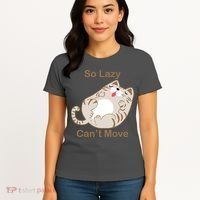 So Lazy Can't Move Funny Fat Cat Women's T-Shirt thumb 4