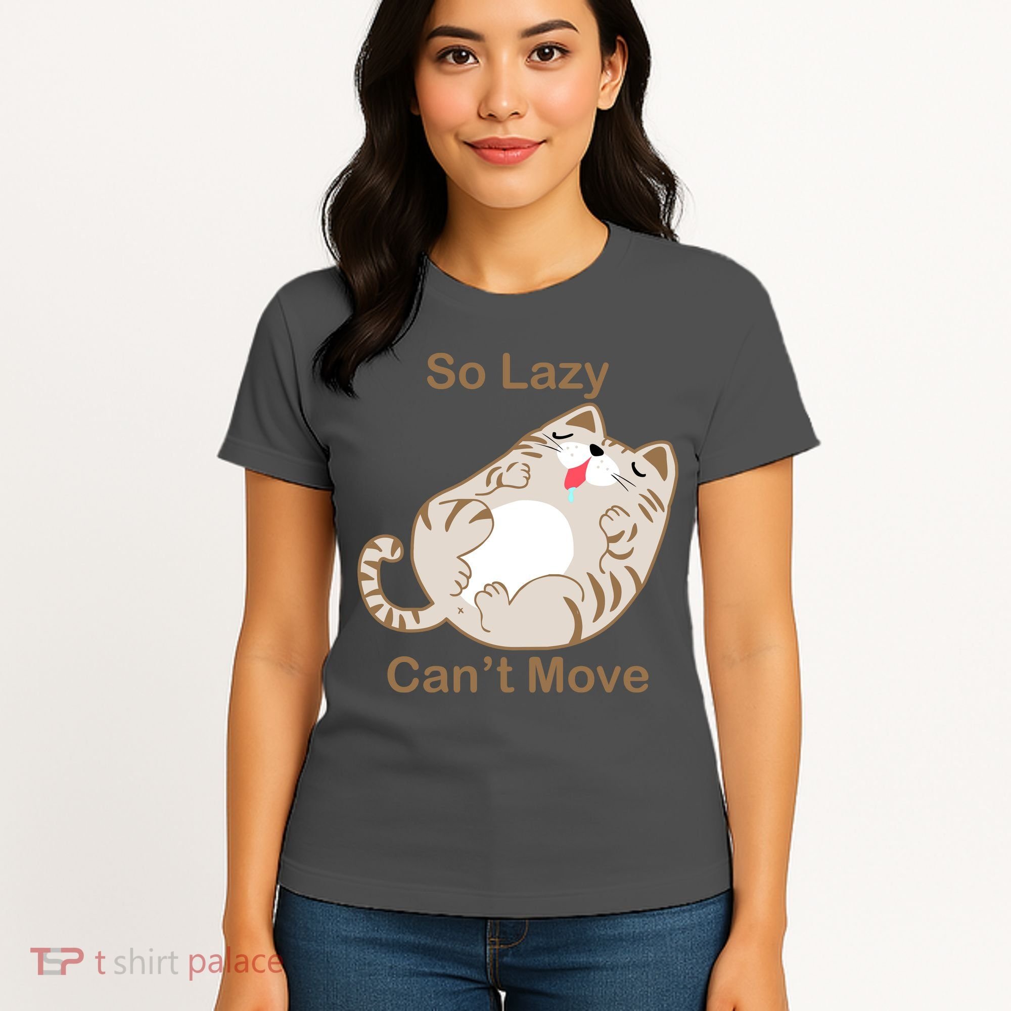 So Lazy Can't Move Funny Fat Cat Women's T-Shirt