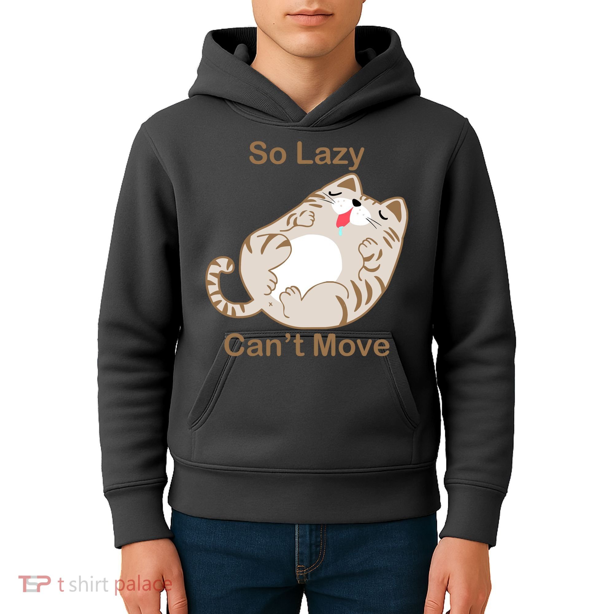 So Lazy Can't Move Funny Fat Cat Kids Hoodie