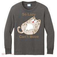 So Lazy Can't Move Funny Fat Cat Kids Long Sleeve Shirt thumb 0