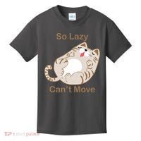 So Lazy Can't Move Funny Fat Cat Kids T-Shirt thumb 0